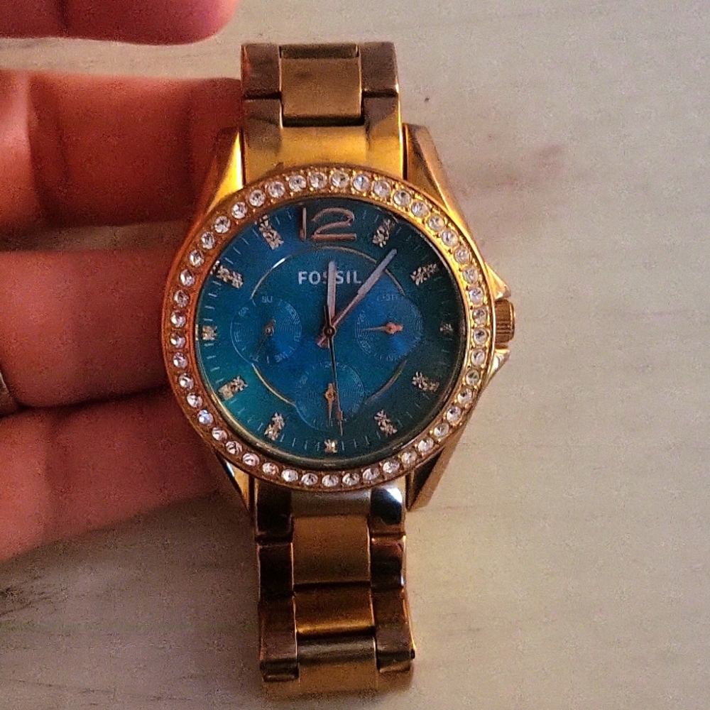 Fossil Watch (turquoise & gold)